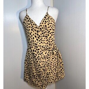 NWT Forever 21 Leopard Print Wrap Romper Size Small Taupe Spaghetti Strap Mini S